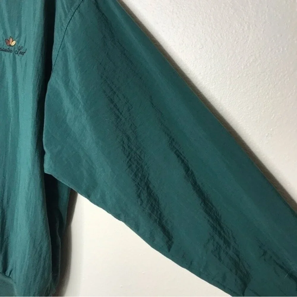 Vintage Munsingwear Lancaster Leaf V Neck Pullover Green Windbreaker Men Large